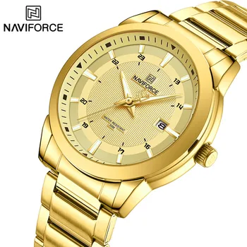 2023 Populiariausio prekės ženklo NAVIFORCE vyriški laikrodžiai Nerūdijančio plieno dirželis Casual Male Quartz sportinis rankinis laikrodis Prabangus vandeniui atsparus datos laikrodis