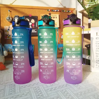1 litro vandens butelis Motyvacinis sportinis vandens butelis Nepralaidūs geriamieji buteliai Lauko kelionių sporto salė Fitneso ąsočiai virtuvei