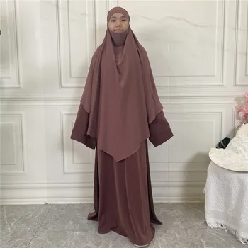 Islamo drabužiai Moterys musulmonės lygumos ilgas Khimar Hijab šalikas Galvos apdangalas Eid maldos drabužis Galvos apdangalas Dubajus Saudo Turkija Indonezija