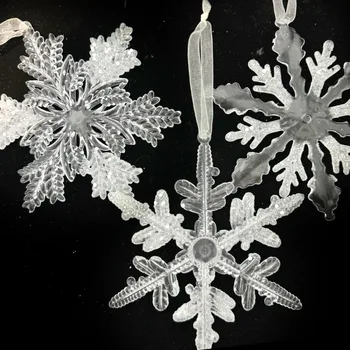 Tarpvalstybinis naujas akrilinis kalėdinis sniego pakabukas Kabantis eglutės dekoravimas Skaidrus ledo krištolas Sniego atmosferos išdėstymas