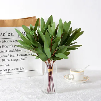 Dirbtinis eukalipto augalas Puokštė Plastikinis netikras lapas namams Sodo vazos dekoravimas Kalėdų vakarėlis Vestuvių puokštė 