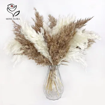 Boho Dekoras Pūkuota pampo žolė Natūralios ir baltos mišrainės Gėlės Puokštė Kava Pagrindinis Vestuvių puošmenos stalams dekoruoti