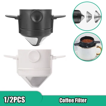 Kavos filtras Nešiojamas sulankstomas Lengvai valomas Nerūdijantis plienas Daugkartinio naudojimo kavos piltuvas Popierinis Užpilkite ant laikiklio Kavos lašintuvas
