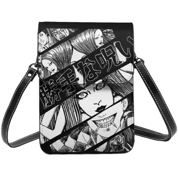 Junji Ito Mix Shoulder Bag Spiral Horror Uzumaki Souichi Daugkartinio naudojimo odinis verslo mobiliojo telefono krepšys Moters dovanų maišeliai