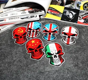 Skull UK Italija JAV Kinijos vėliava Vinilo automobilio lipdukas Atspindintis JDM motociklų lenktynių lipdukas Tuck Vans nešiojamam kompiuteriui