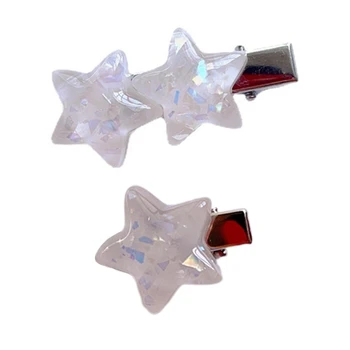 Jelly Texture Star Hairpins Hot Girls Glitter Hair Clip Spring Summer Y2k Ponytail Side Hair Clip for Woman Drop Shipping