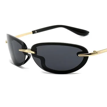 Hip Hop Akiniai nuo saulės Unisex Saulės Akiniai Ovalūs anti-UV akiniai Apipjaustymo lęšiai Akiniai Simlity Dekoratyviniai akiniai 7 spalvos