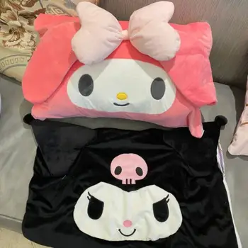 Hello Kitty Kuromi Coral Velvet Pillowcase Anime Cartoon Sanrio Cinnamoroll Student Double-Sided Pillowcase Couple Pillowslip