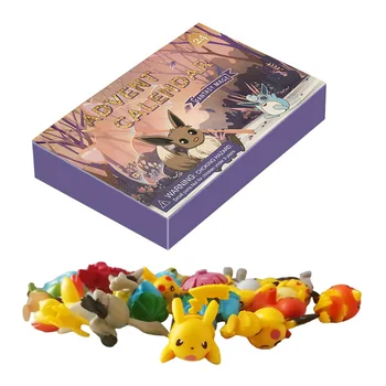 24 PCS Pokemon Christmas 2023 Advento kalendoriaus dėžutė Figūrėlės žaislai Originalūs Pikachu Anime figūrėlės Vaikai vaikai violetiniai Dėžutės didelė lėlė