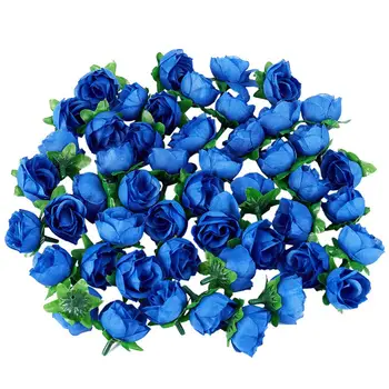 50 Dirbtinės rožės, 3 cm aukščio, vestuvių dekoracija, tamsiai mėlyna