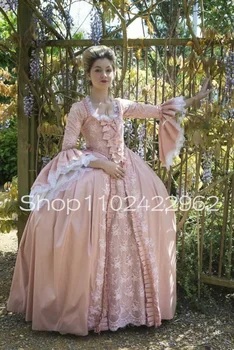 Rose Pink Lolit Princess vakarinės suknelės Fėjos ilgomis rankovėmis Peteliškės nėrinių raukiniai Sijonas Rudeniniai Rokoko Viktorijos laikų prom chalatai