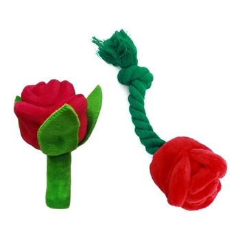 Šunų kramtomasis žaislas Girgždanti rožių gėlė šunims Interaktyvus minkštas pliušinis dantis žaislas