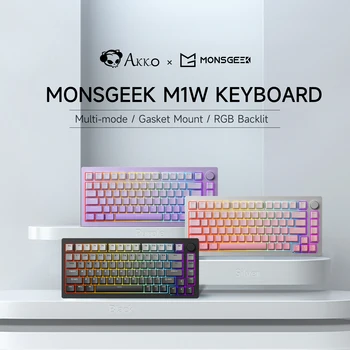 Akko Monsgeek M1W klaviatūra 75% RGB karšto keitimo kelių režimų mechaninė klaviatūra Aliuminis CNC metalas į pietus nukreiptas tarpiklis