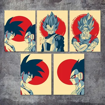 japonų anime drakono rutulio animacinis filmas retro drobės tapyba Goku Vegeta sienos meno plakatas spausdinti freska Picture Boys kambario dekoras Cuadros