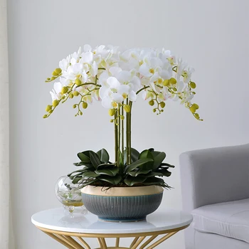 Aukštos kokybės orchidėjų gėlių vazoniniai augalai 3D spausdinimas Tikras prisilietimas Dirbtinis drugelis Orchidėjų gėlės su vazonu