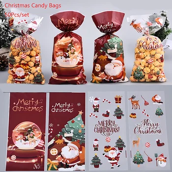 50vnt Kalėdiniai saldainių maišeliai Kalėdų senelio dovanų maišelis Kalėdinės dekoracijos 2023 m. 