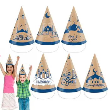 kūginės vakarėlio kepurės 6 vnt Artimųjų Rytų popierius Kūgio formos Eid kepurės Vakarėlių kepurės Juokinga Lengva Naudojant Eid Party Art Craft Caps Happy For Kids