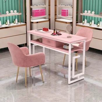 Modern Exquisite Table Manicurist Pink Station Vanity Beauty Desk Manikiūras Komercinis Mesas De Manicura salono baldai CY50NT