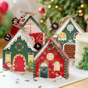 Kalėdų namo formos dėžutės Ornamentas Xmas saldainių dovanų dėžutė Kalėdų eglutės dekoracijos 2023 namams Navidad Noel Naujieji 2024 metai