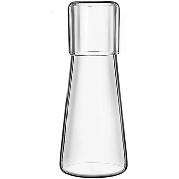 4X skaidrus naktinis vandens karamelės komplektas su stiklu miegamojo naktiniam stalui, naktinis vandens karamelė su stiklu, su puodelių komplektu