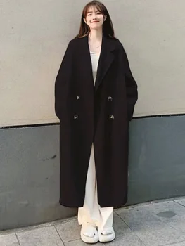 Moteriški paltai Vintažinis Harajuku Mada Rudens moteriški drabužiai ilgomis rankovėmis Viršūnės Korėjietiško stiliaus storas ilgas paltas 2023 Žiema Nauja
