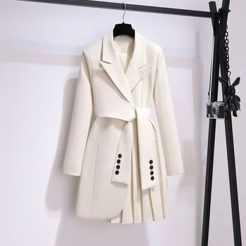 Vintažinis moteriškas treninginis rudens/žiemos švarkas madingas kombinezonas Korėjietiškas naujas didelio dydžio drabužis Moteriški laisvi paltai ilgomis rankovėmis