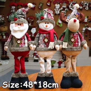 Kalėdų vakarėlio dekoracijos Ištraukiamos briedžių lėlės Didelio dydžio elniai Pliušiniai žaislai Navidad namų papuošalai Figūrėlės Xmas eglutės dekoras