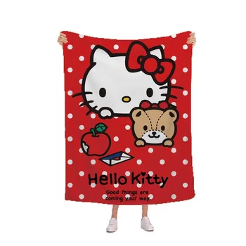 1,5*2m Sanrio Hello Kitty minkšta pliušinė antklodė Cinnamoroll Prabangios dvipusės pliušinės antklodės Nešiojamos mielos mažos antklodės rankšluosčiai