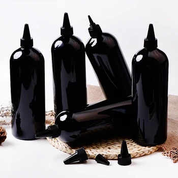 8vnt 1000ML tušti juodai balti plastikiniai kosmetikos buteliukai su smailia burna Plastikinis dangtelis 1L didelės talpos butelis dušo želė