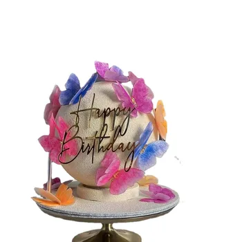 2023Simple stilius Su gimtadieniu tortas Topper Auksinis akrilas Vaikų vakarėlis Dovanų keksiukai Kūdikių dušo dovanų desertų dekoravimas