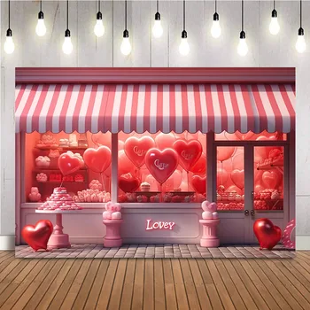 Valentino diena Meilės balionų parduotuvė Fotografija Fonas Naujagimės mergaitės portretas Fotosesija Fonas Mielos širdies dekoracijos