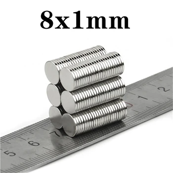 50-2000vnt 8x1mm magnetas Mažas apvalus magnetas Stiprūs magnetai Retųjų žemių neodimio magnetas 8*1mm