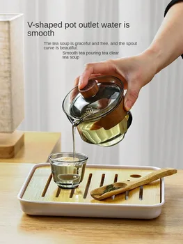 KAWASIMAYA Nešiojamas kelioninės arbatos rinkinys vienam asmeniui Vieno stiklo arbatos puodelis lauke Kung Fu Teaware rinkiniai Greitas puodelis