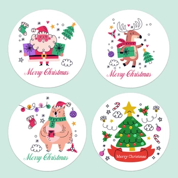 Linksmų Kalėdų personalizuoti apvalių etikečių lipdukai Pasirinktiniai šventiniai lipdukai Kalėdiniai dušo dekoravimo reikmenys