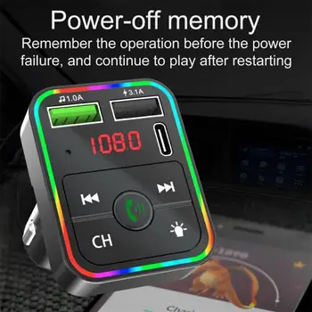 F2 Car FM siųstuvas Car MP3 Bluetooth suderinamas grotuvas Laisvų rankų įrangos garso imtuvas Automobilinis įkroviklio adapteris su LCD ekranu