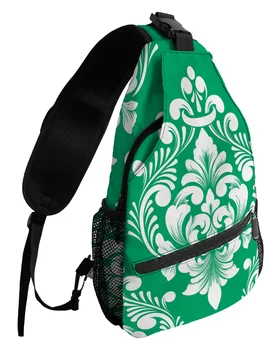 Prabangus brokato raštas Smaragdo žalios spalvos krepšiai moterims Vyrams Neperšlampami pasiuntinių krepšiai Kelionės Sportinis vieno peties skersinis krepšys