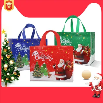 5vnt Kalėdinė rankinė Neaustinės dovanos Krepšys Laikymo krepšys Animacinis filmas Kalėdų senis Sniego senis Spausdinti Sulankstomas krepšys Vakarėlio reikmenys
