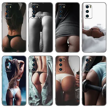 Sexy-Ass Woman Girl Phone Case for Huawei P8 P9 P10 P20 P30 P40 Lite 2017 P50 P Smart Pro Z S 2018 2019 2020 2021 Juodas viršelis