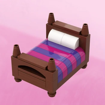 MOC Karalienės lovos baldų modelio rinkinys Statybiniai blokai Dekoratyvinis miegamasis su vaikų žaislais Kaladėlės Dovanos vaikams