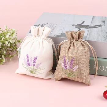 1Pc Levandų maišeliai Sausų gėlių aromatiniai maišeliai Siuvinėjimas Levandų maišeliai Medvilnės džiuto sėklų maišeliai Aromaterapinis maišelis