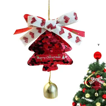 Kalėdų varpo pakabukas Atmosferinis varpas su raudonos eglutės formos pakabuku Kūrybinės dovanos Kalėdų eglutės langų durų rankenoms