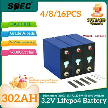 SOEC Bateria Lifepo4 3.2V 280AH 300AH 310Ah A klasės 6000+ ciklų ličio geležies fosfato baterijos elementas M6 smeigė RV EV golfo krepšeliui