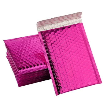 Rožinis aliuminis 50vnt Favor Dovanų Vokai Krepšys,Pašto vokų maišeliai Mailer Bubble Foil Red Packaging,vestuvės 15x20+4cm