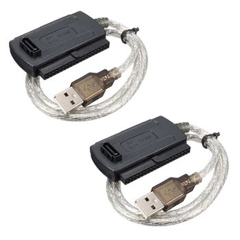 2X USB 2.0 Male To IDE SATA 2.5 colio 3.5 colio keitiklio adapterio kabelis HDD Juoda