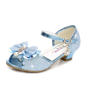 Nauji vaikiški odiniai batai mergaitėms Aukštakulniai Vakarėlis Princesės blizgios basutės Vaikiški vestuviniai batai Suknelė Peteliškės batai