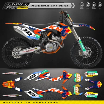 PowerZone motociklų komandos grafikos lipdukų rinkinys KTM SX SXF MX 2013-2015 EXC XCW Enduro 2014-2016 125 to 500cc 109