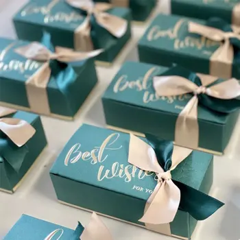 Vestuvių favoritų dėžutės Saldainių dovanų dėžutės su kūrybine juostele Stačiakampis popierinis saldainių dėžutė sužadėtuvėms Gimtadienio šventės jubiliejus