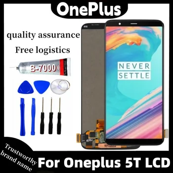 100% Išbandykite LCD originalą, skirtą Oneplus 5T A5010 LCD ekranui Jutiklinio ekrano skaitmeninimo stiklo rinkinys One Plus 5T 1 + 5T ekranui