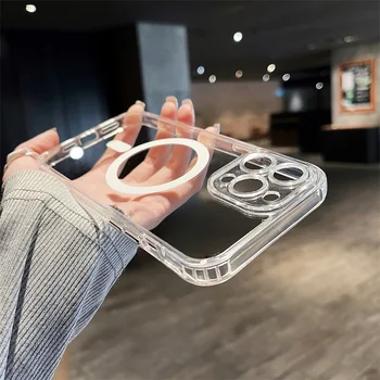 JASTER magnetinis skaidrus telefono dėklas, skirtas iPhone 15 13 14 12 11 Pro Max Mini skirtas Magsafe belaidžiam įkrovimui Skaidrus dėklas Minkštas galinis dangtelis