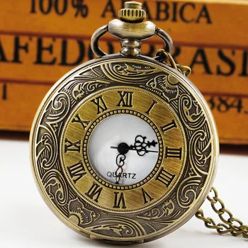 Fashion Vintage Unisex kišeninis laikrodis Vyrai Moterys Romos numerio dėklas Tuščiaviduris steampunk kvarco kišeninis FOB laikrodis Pakabukas reloj